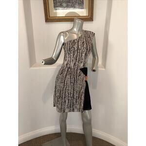 SACHIN + BABI Accordion Pleated Inset One Shoulder Dress  Leather Accent Size 4